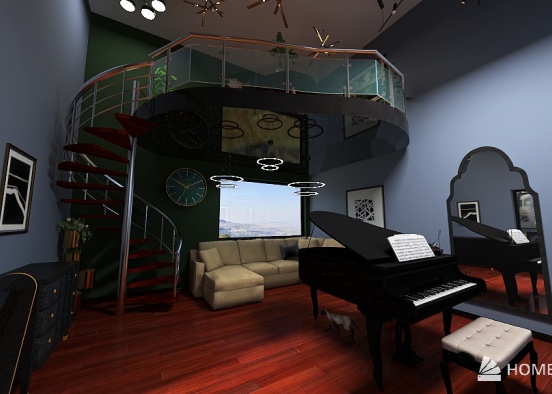 Loft Design - Evening Lounge area - By, Cole Chasse Design Rendering