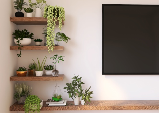 tv con baldas y plantas Design Rendering