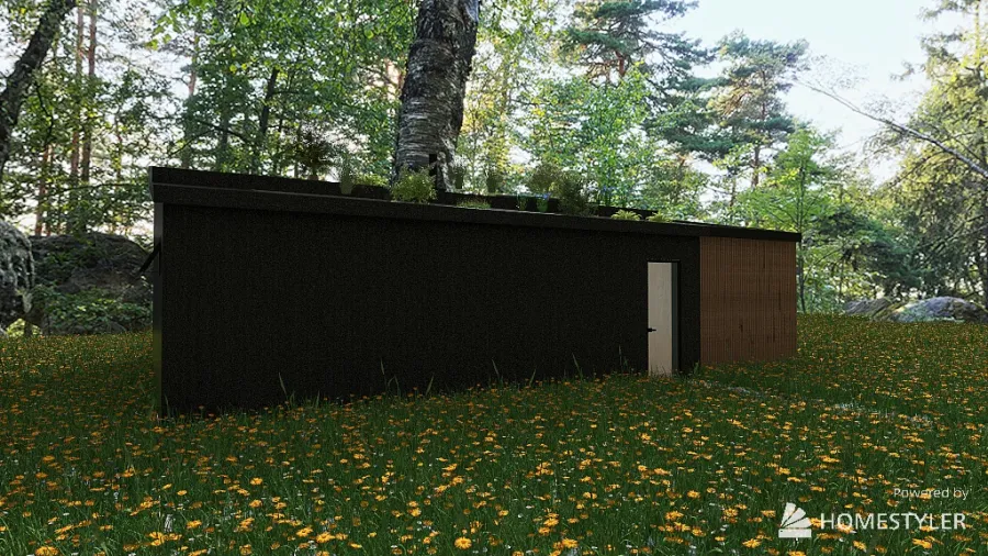 Tiny house in the wood 3d design renderings