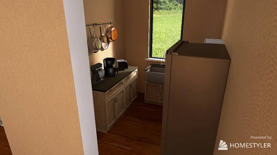 Living Room and Kitchen SPlit 3d design renderings