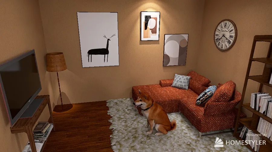 Living Room and Kitchen SPlit 3d design renderings