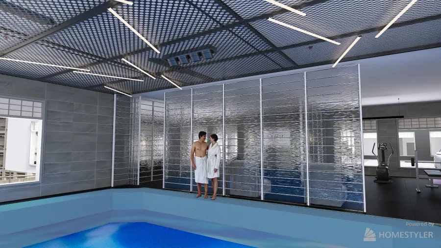 Gym and indoor pool 3d design renderings