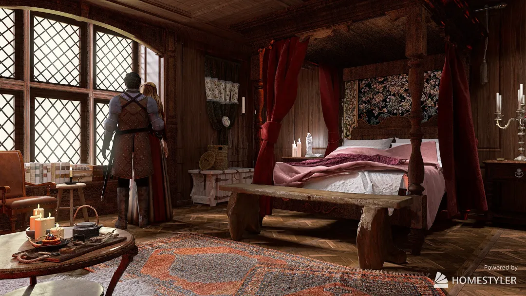 Medieval Bedroom 3d design renderings