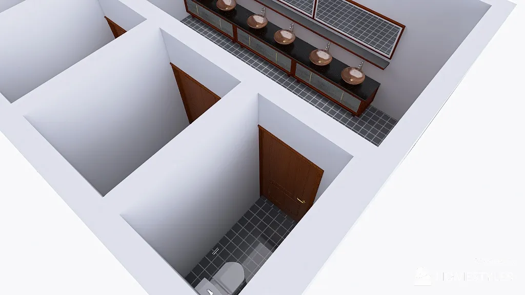 Baño publico 3d design renderings