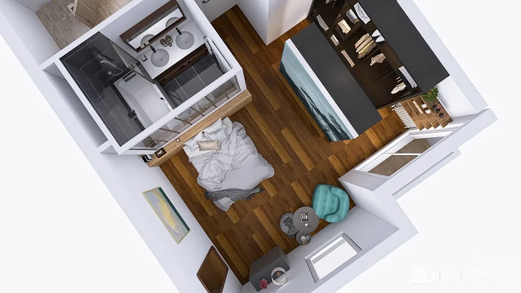 Alternative étage chambres 3d design renderings
