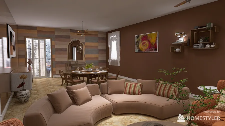 livingroom&dinningroom 3d design renderings