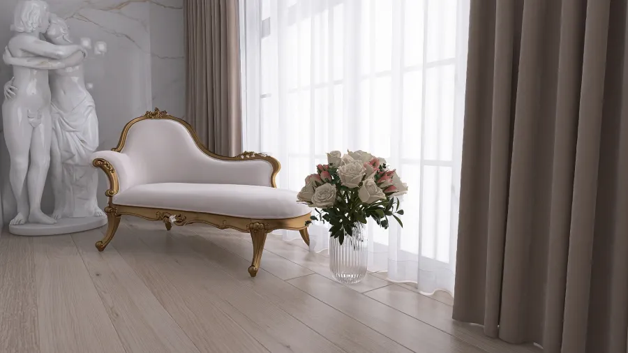 Romantyczny salon w bieli 3d design renderings