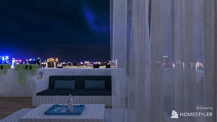 terrasse de toit avec accès par un sas 3d design renderings