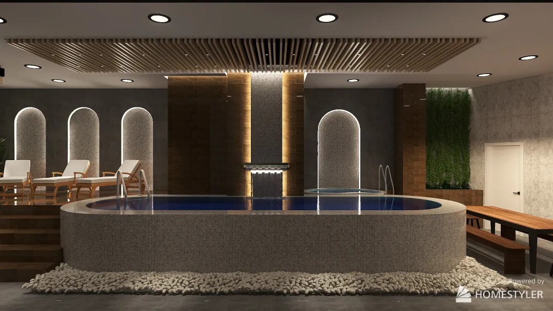 Банный комплекс с бассейном 3d design renderings