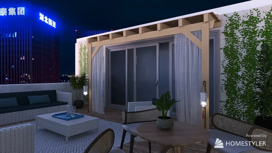 terrasse de toit avec accès par un sas 3d design renderings