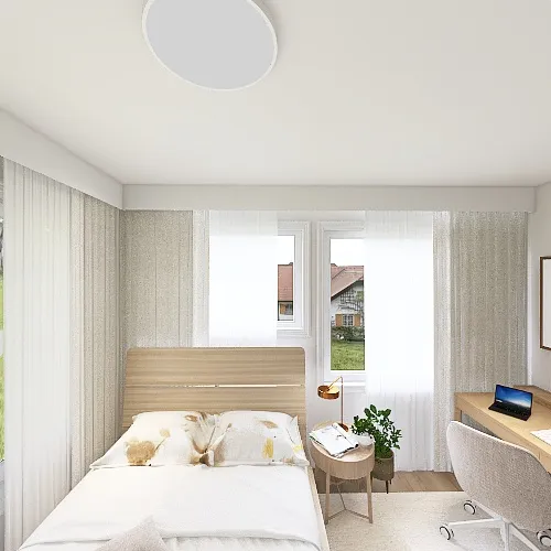 Neutral Earthy Bedroom 3d design renderings