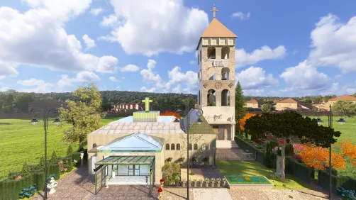 Modern Church and Bell Tower's Roof