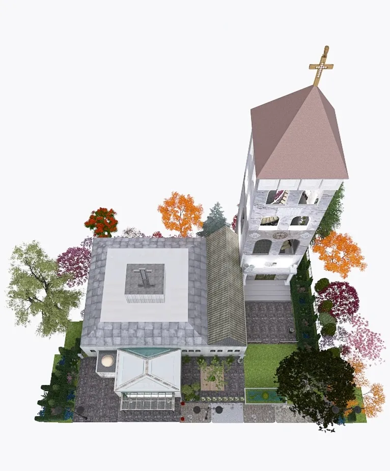 Modern Church and Bell Tower's Roof 3d design picture 525.89