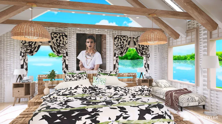 Lakeside Bedroom 3d design renderings