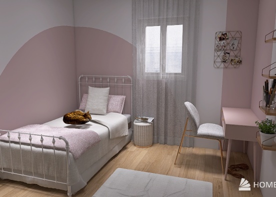girly pink bedroom Design Rendering