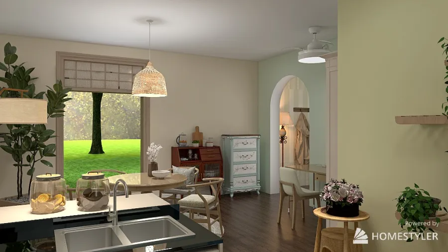 Laundry, Kitchen & Dining Room 3d design renderings