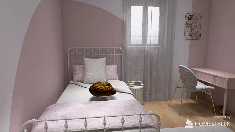 girly pink bedroom 3d design renderings