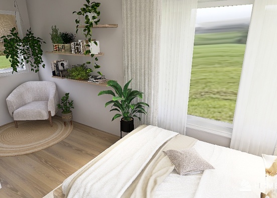 Neutral Earthy Bedroom Design Rendering
