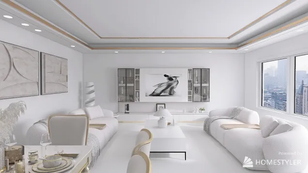 white living and dinning room  