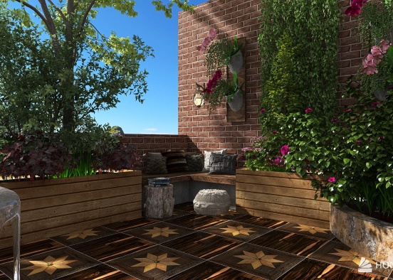Industrial inspired roof garden Design Rendering