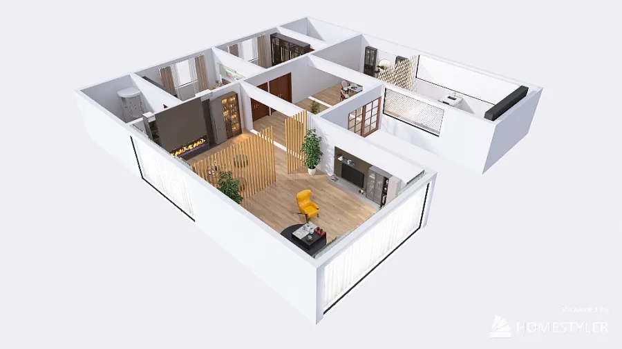Nuevo apartamento moderno 2.5 3d design renderings