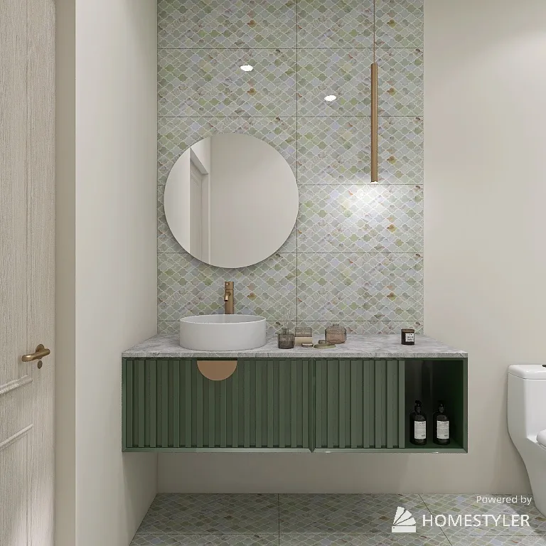 Small colorful bathroom 3d design renderings