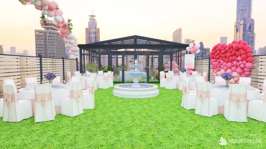 Rooftop Garden Wedding 3d design renderings
