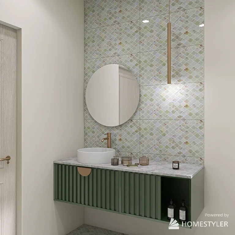 Small colorful bathroom 3d design renderings