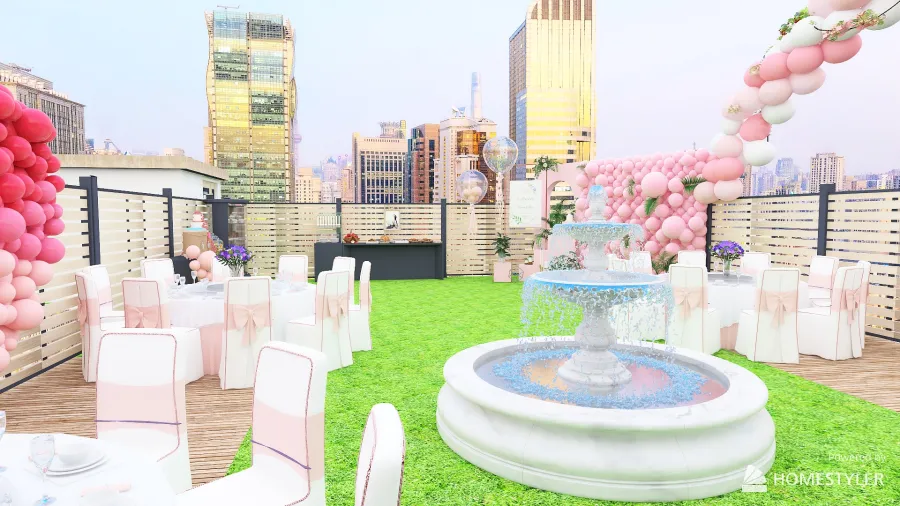 Rooftop Garden Wedding 3d design renderings