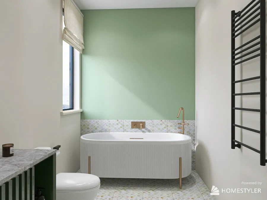 Small colorful bathroom 3d design renderings