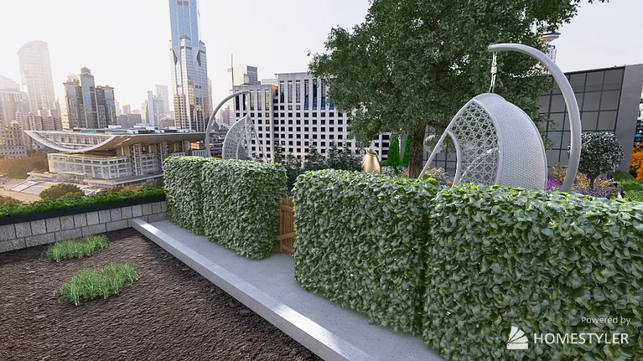 Urban Roof Garden 3d design renderings