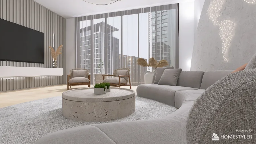 Simple and modern living room area 3d design renderings