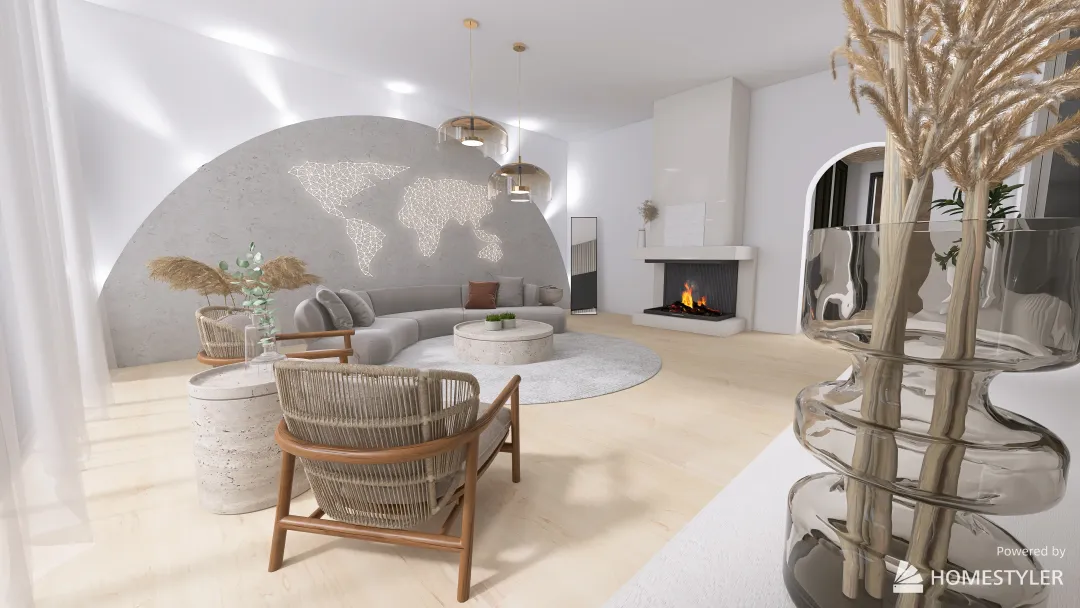 Simple and modern living room area 3d design renderings