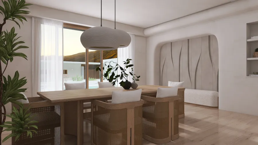 Salón,  comedor y cocina 3d design renderings