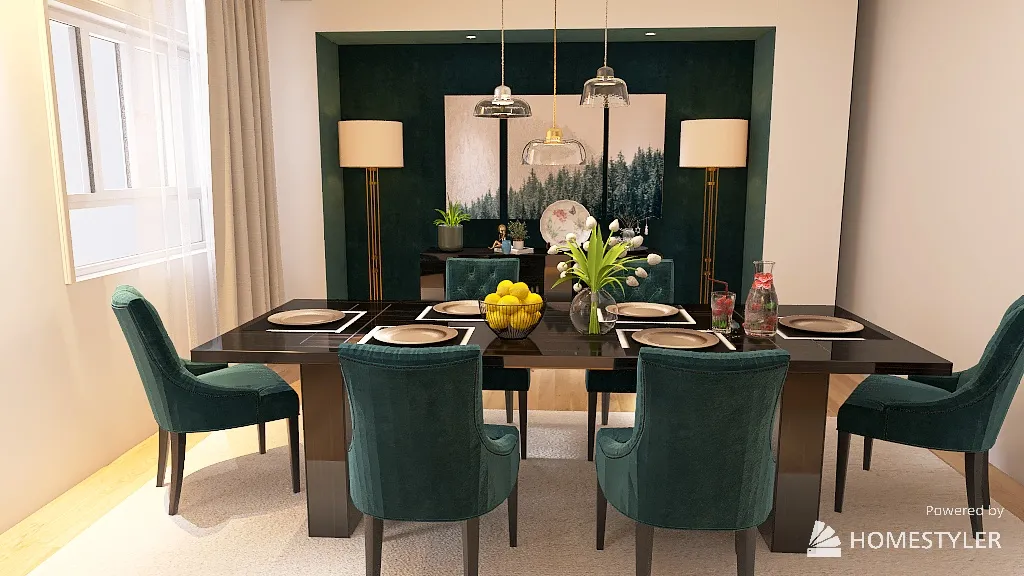 Dining room &living room 3d design renderings