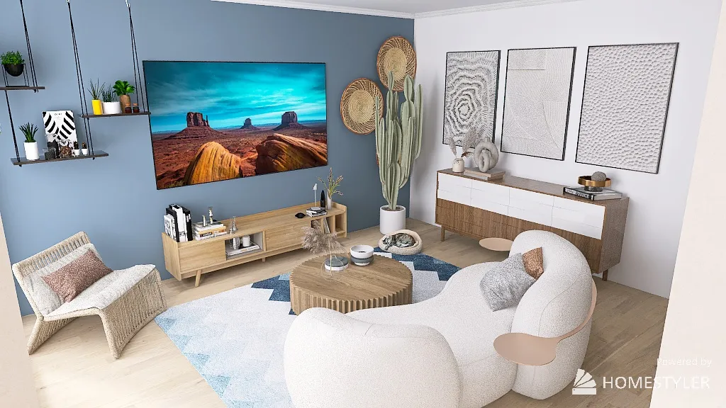 SALON SCANDI/DESERT CALIFORNIEN 3d design renderings