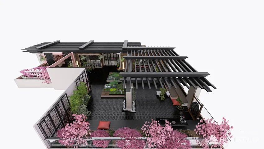 Urban Japanese rooftop garden 3d design picture 347.79