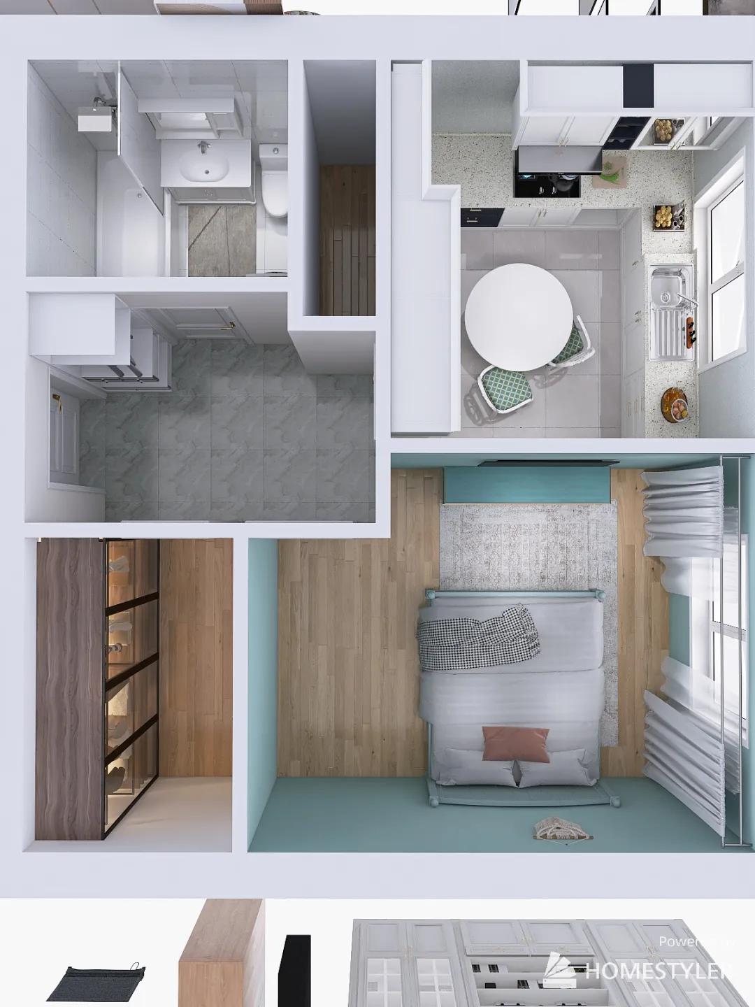 1-комнатная квартира Мечта 3d design renderings