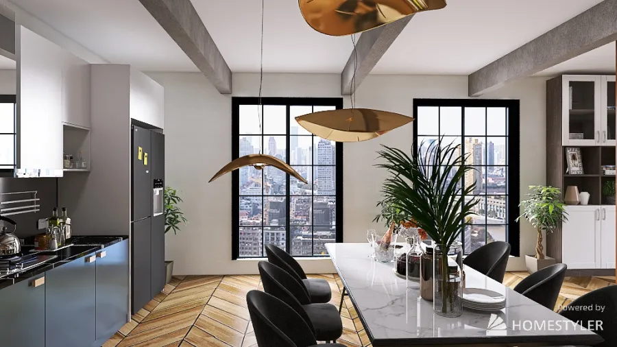 sala de estar|cozinha e sala de jantar. 3d design renderings