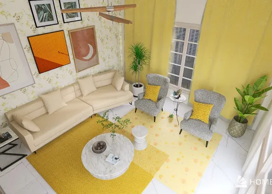 Sala de estar "alegre" (clean and happy living room) Design Rendering