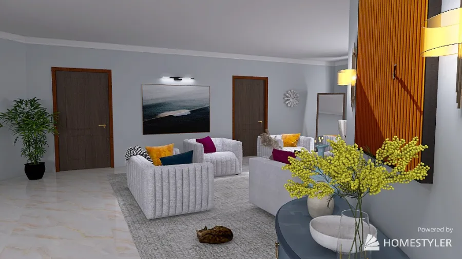 Modern Low Maintenance Living room 3d design renderings