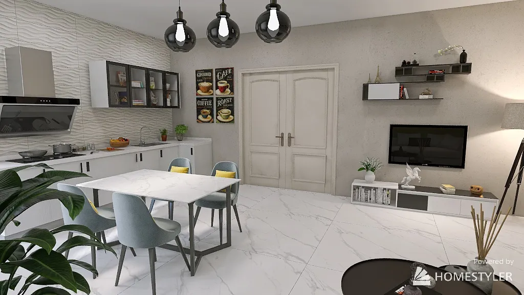 LivingDiningRoom 3d design renderings