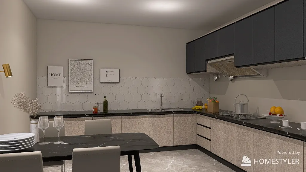 Living e cucina 3d design renderings