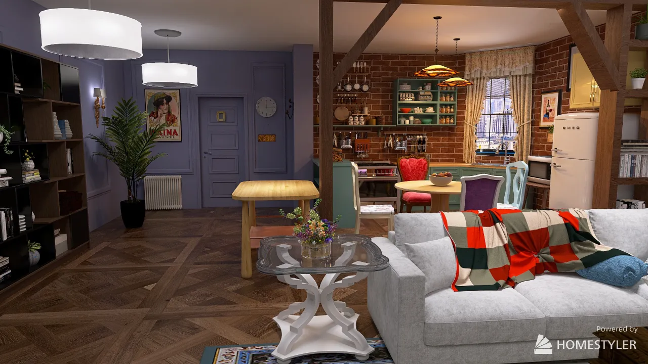 Friends Monica's Apartment 3d design renderings