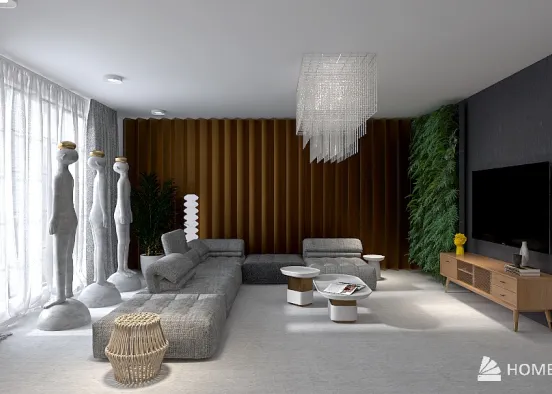 Modern Apartament - living room + kitchen + dining room Design Rendering