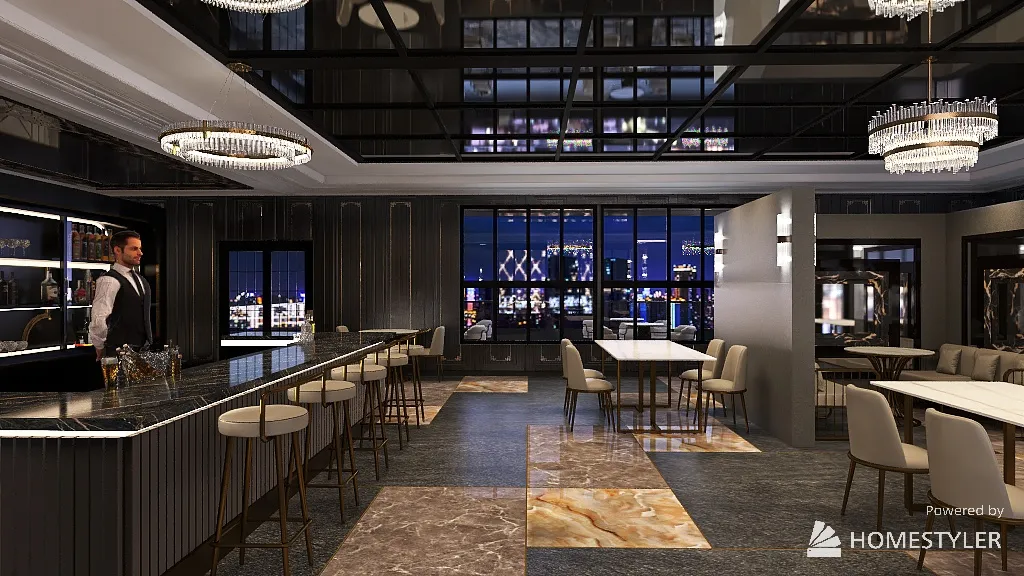 Luxury restaurant 3d design renderings