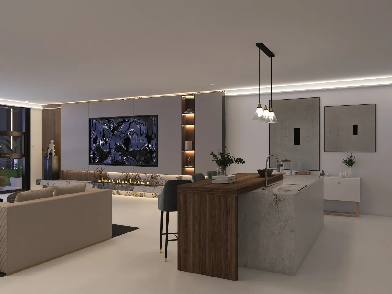 Apartment 3B with Views 3d design renderings