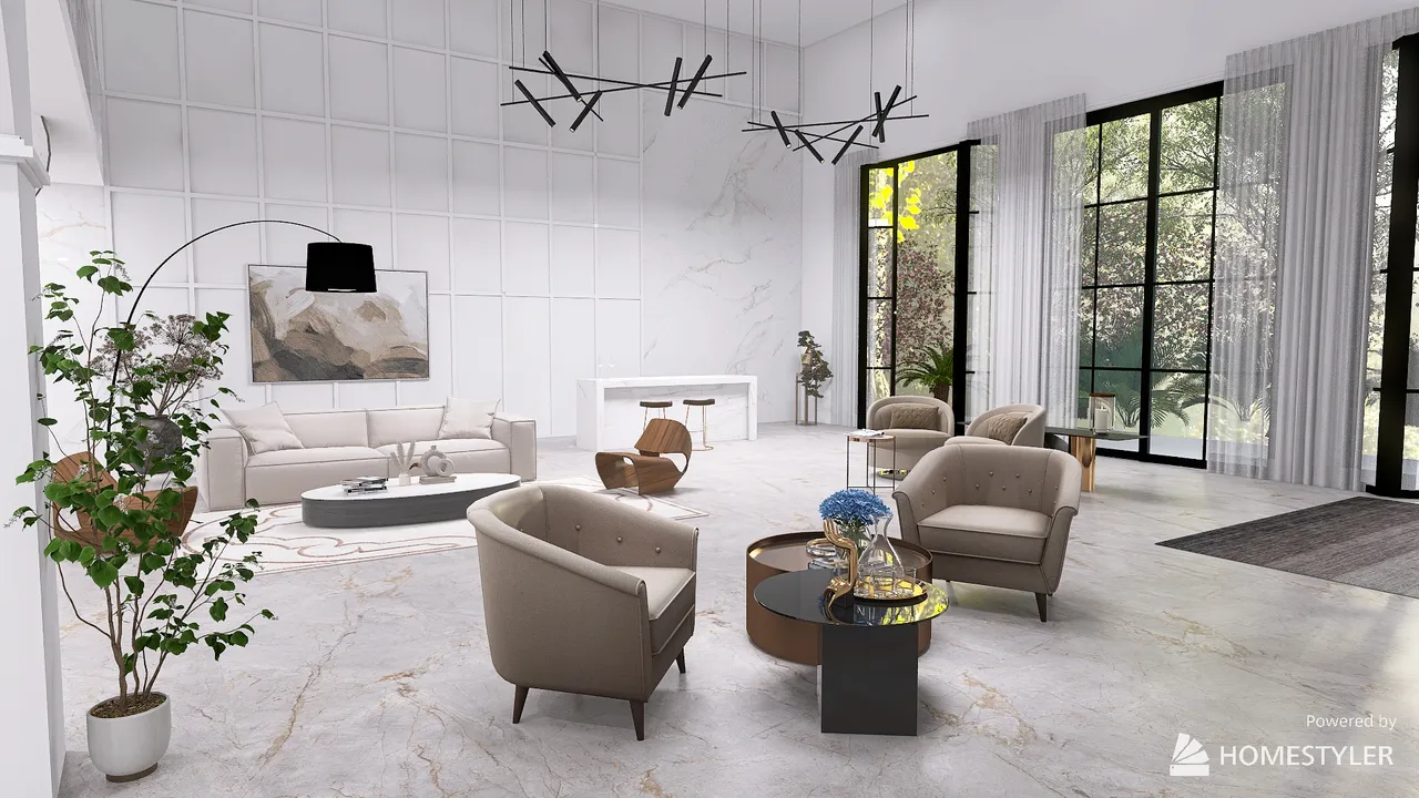 Chic Salon Elegance 3d design renderings