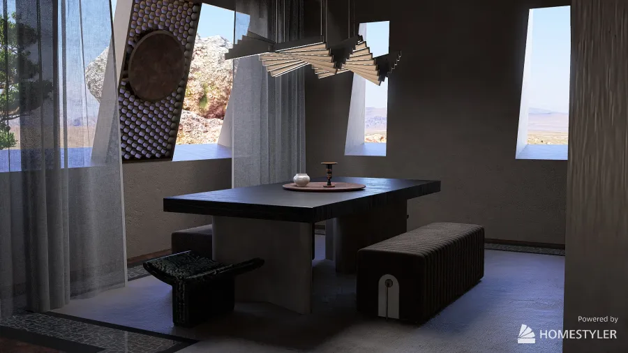 Brutalist Bronze Abode 3d design renderings