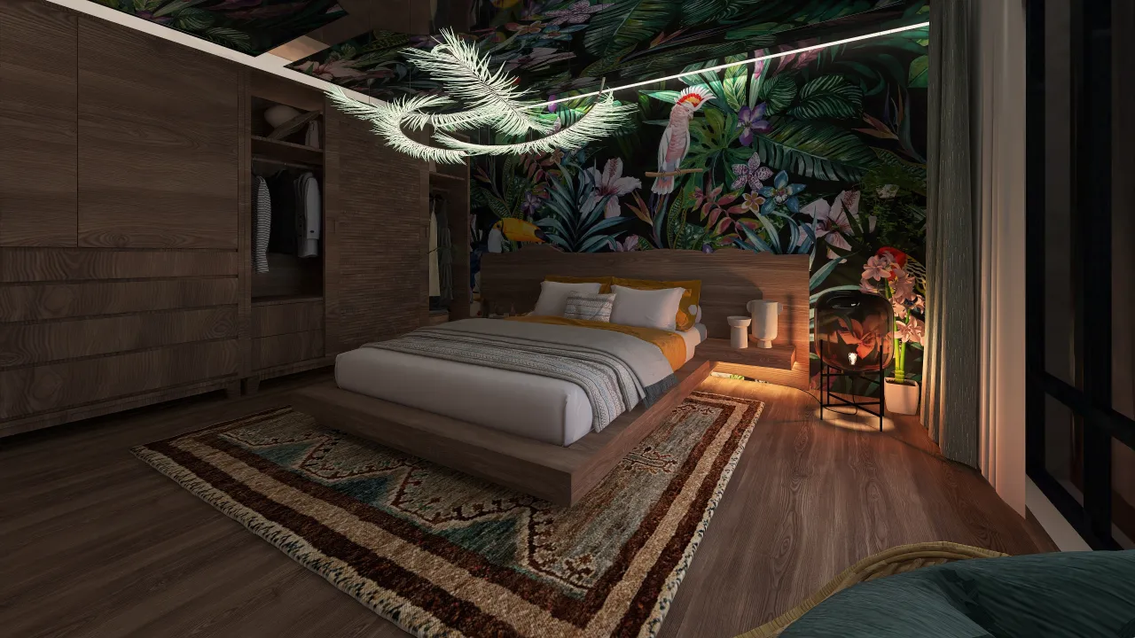 Tropikalna sypialnia 3d design renderings